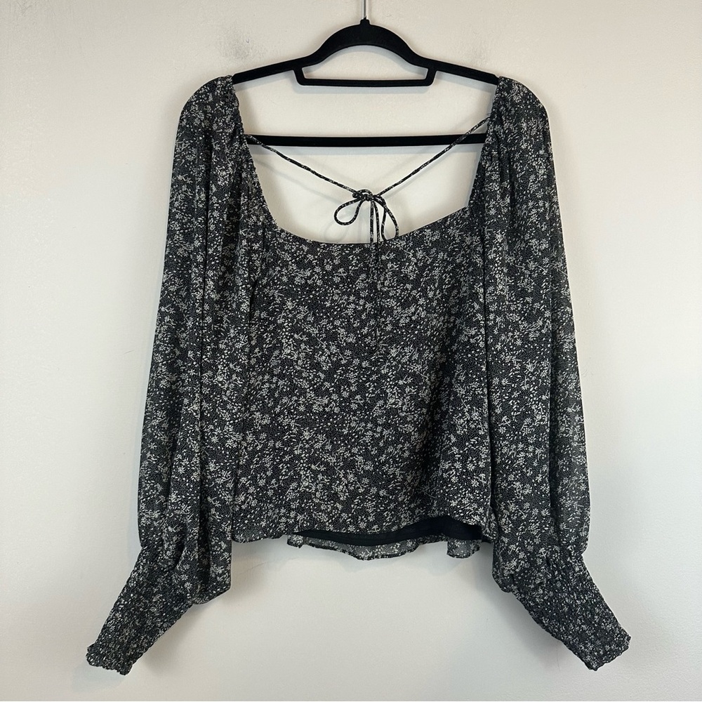 Astr The Label | Fairfield Long Sleeve Square Neck Floral Top Black Size XL - Picture 7 of 7